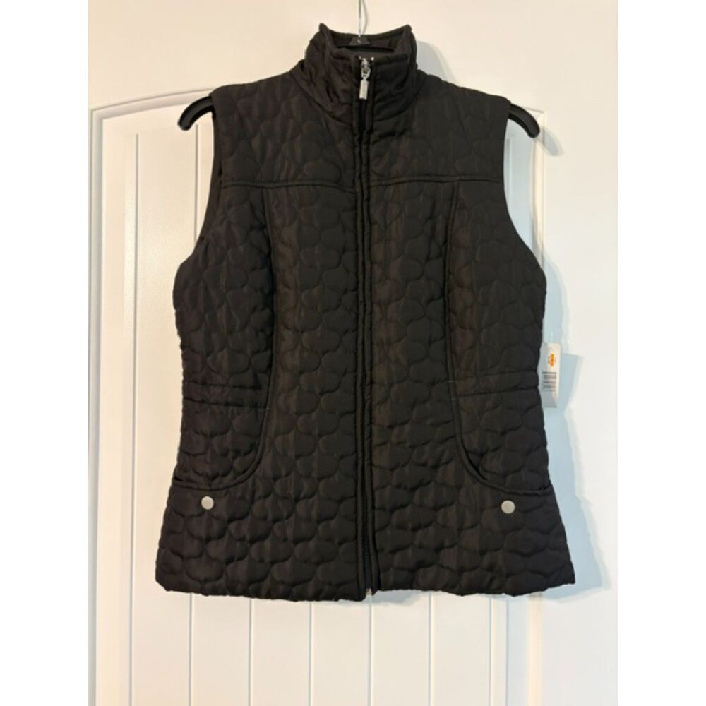New Directions Black Women's Vest Small Sleeveless Light Weight Puffer
